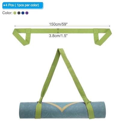 PATIKIL Yoga Mat Strap Adjustable Yoga Mat Carrier Straps Sling Cotton Anti Slip Mat Holder Stretching Band for Exercise - color: Dark Green/Dark Grey/Navy Blue/Dark Purple