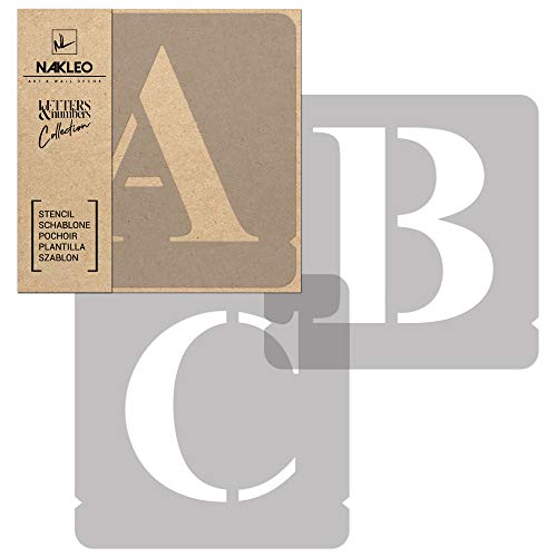 NAKLEO 42 Pcs Letters & Numbers Plastic Stencils for Crafts Reusable 2 Inch, Letter for Painting, Alphabet, Template Art, Wall, Wood, Fabric - Times Roman Capital - color: Times Roman - Capital, size: 2.0" x 2.0"