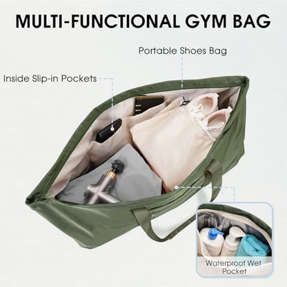 sportsnew Large Yoga Mat Bag Trolley Sleeve Gym Carrier Shoe Bag Wet Pocket - color: Army Green