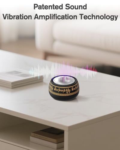 Portable Electronic Tibetan Singing Bowl, 8 Chakra Modes with 8 Chakra Cycle Play Mode, Auto/Manual Mode, Vibration & Built-in Timer, USB-C Rechargeable Meditation Device for Yoga, Reiki, Relaxation - color: Black Gold Chakra