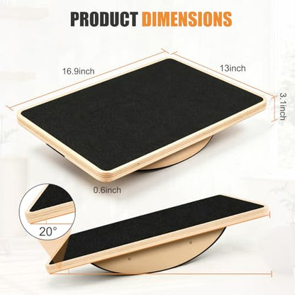 Wooden Balance Board, 350LBS Anti-Slip Balance Trainer