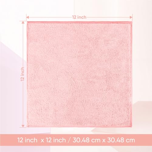 HOMEXCEL Washcloths 12PK, Ultra Soft&Highly Absorbent Face Towels, 12X12 in | Multi-Purpose Towels, Microfiber Wash Cloths for Bathroom, Hotel, Spa, Gym, and Kitchen, Machine Washable, Pink - color: Pink, size: 12 x 12 inch