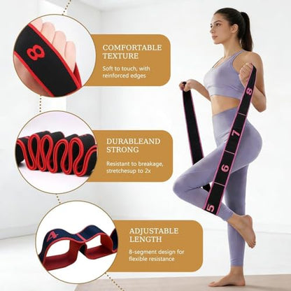 Fitness Resistance Bands with Handles, Number Stretch Resistance Band with Clear Markings, Adjustable 8-Section Elastic Training Bands,Fitness Resistance Band for Stretching and Yoga