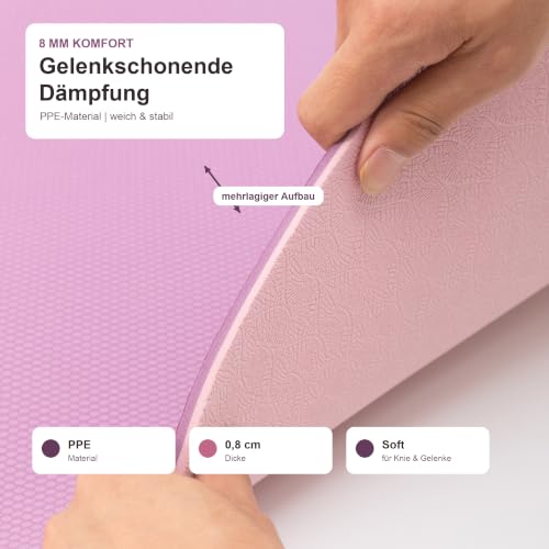 Large Wide TPE Yoga Mat Non-Slip Thick (183 x 80 x 0.8 cm) for Women & Men - Ideal for Home Exercise, Gym, Pilates and Fitness - color: lotus line