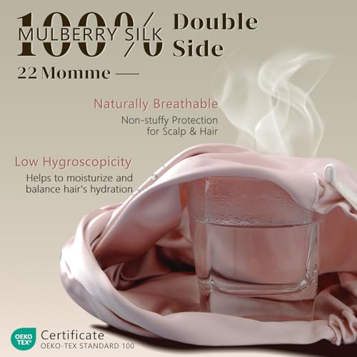 ZIMASILK 22 Momme 100% Mulberry Silk Bonnet for Sleeping Women, Pink - color: Pink