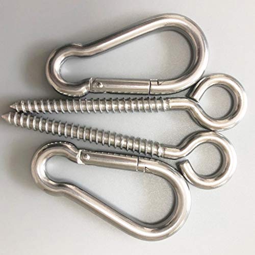 Hammock Hanging Kit, Heavy Duty Swing Hangers Eye Hooks for Hanging Swing Stainless Steel Hammock Hook Carabiner Set Swing Hardware for Yoga Chair Indoor Outdoor