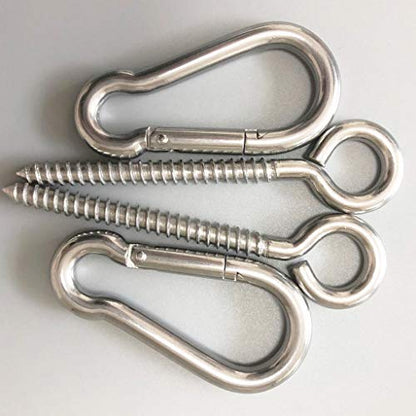 Hammock Hanging Kit, Heavy Duty Swing Hangers Eye Hooks for Hanging Swing Stainless Steel Hammock Hook Carabiner Set Swing Hardware for Yoga Chair Indoor Outdoor
