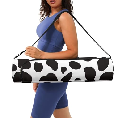 Yoga Mat Bag for Women & Men Full-Zip Yoga Mat Carrier Bag for Class Workout Park with Adjustable Strap - color: Cow Print