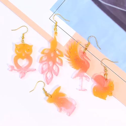 4 Piece Resin Earring Molds，53 Animal Shapes UV Resin Molds with Holes for Keychain Making Cats Dogs Bears Silicone Molds for Earring Necklace Pendant Jewelry Craft Supplies DIY Art Gift - color: Animal