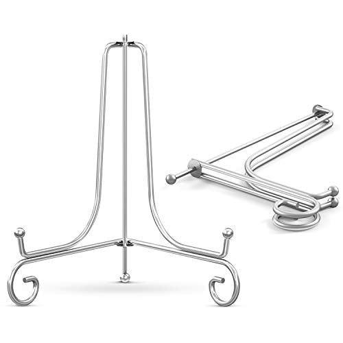 TR-LIFE Plate Stands for Display - 10 Inch Holder + Metal Easel Stand for Picture Frame, Decorative Plates, Photo, Book, Collectibles (Silver 2 Pack) - size: 10 Inch