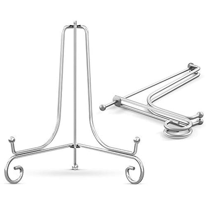 TR-LIFE Plate Stands for Display - 10 Inch Holder + Metal Easel Stand for Picture Frame, Decorative Plates, Photo, Book, Collectibles (Silver 2 Pack) - size: 10 Inch
