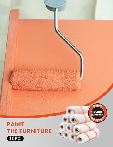 ROLLINGDOG 4 inch Small Paint Roller Covers | Polyester Roller Covers for Semi Smooth to Semi Rough Surfaces(Pack of 10) - color: 10pc 4" Polyester Roller Cover