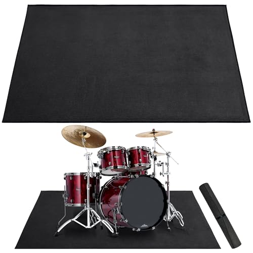Invech 4 x 5.3 Ft Black Drum Rug, Drum Mat Non-Slip, Soundproof Drum Floor Mat for Electrical Drum, Drum Accessories Gift for Drummers - color: Black, size: 4" x 5" (Rectangular)