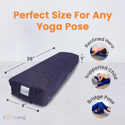 Pranayama Yoga Bolster Meditation Pillow - color: Navy Blue, size: Rectangular 26" x 8" x 5"