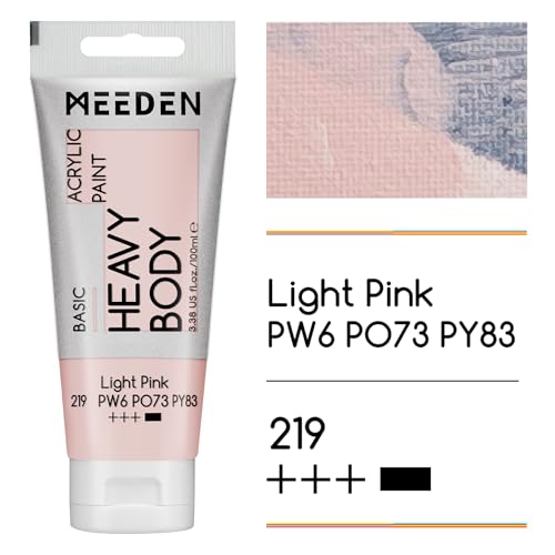 MEEDEN Acrylic Paint Light Pink: 100ml/3.38oz x 2 with Titanium White | Heavy Body Artist Acrylic Paint Set for Canvas, Wood & Craft, Non-toxic Creamy Art Paint with Titanium White for Mixing - color: Light Pink, size: 2 Tubes
