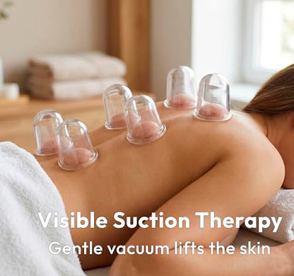 Black Acupressure Mat & Pillow + 6-Cup Cupping Set Bundle
