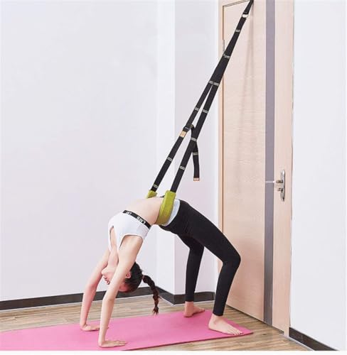 Yoga Fitness Stretching Strap, Door Flexibility Stretching Strap, Improve Leg Waist Back Flexibility Back Bend Assist Trainer, for Rehab Pilates Ballet Dance Cheerleading Splits Gymnastics - color: black