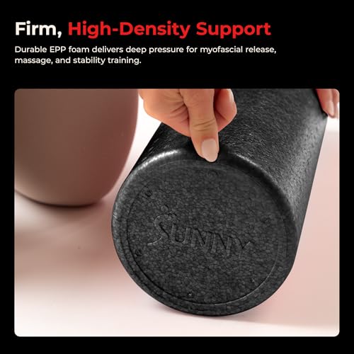 Sunny Health & Fitness 36" Black High-Density Yoga Foam Roller | Muscle Relief, Physical Therapy, Post-Workout Recovery, Improved Flexibility, Home, Gym, Rehab Use, Full-Body Use - color: Black, size: 36-Inch