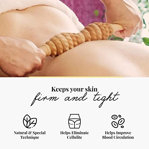 Tuuli Accessories - Oval Wooden Massage Roller, Multi-Functional Body Roller for Cellulite, Muscle Tension and Skin Health Support, Natural Massager for Women and Men