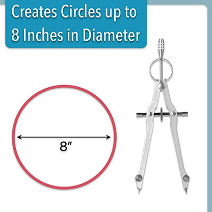 Mr. Pen- Professional Compass for Geometry, Extra Lead | Metal Compass Drawing Tool for Students, Drafting and Engineering, Technical Drawings, Circles and Geometry Projects - color: Silver