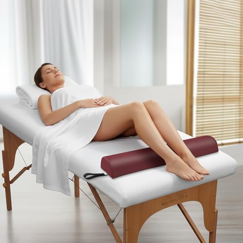 Saloniture Half Round Massage Table Bolster Pillow Pad - 26 x 6 x 3 Inch - Burgundy - color: Burgundy