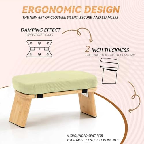 Bamboo Meditation Bench, Foldable Prayer Stool (Beige-Bag) | Meditation Kneeling Bench, Seiza Prayer Bench, Prayer Bench with Meditation Cushion, Kneeling Prayer Stool for Home - color: Beige-bag