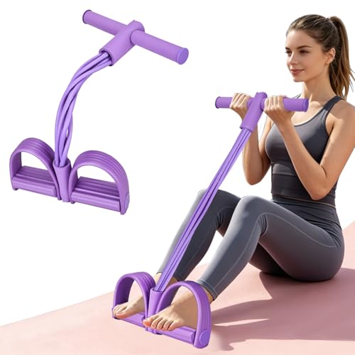 Multifunction 6-Tube Elastic Resistance Band with Foot Pedal, Elastic Pull Rope for Waist, Arm, Leg Stretching