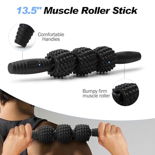 5 in 1 Foam Roller Set High Density Patented Foam Roller for Exercise | Foam Roller Massage Stick, Massage Ball, Resistance Band for Deep Muscle Massage Yoga Trigger Point Release Black Diamond - color: Black Diamond