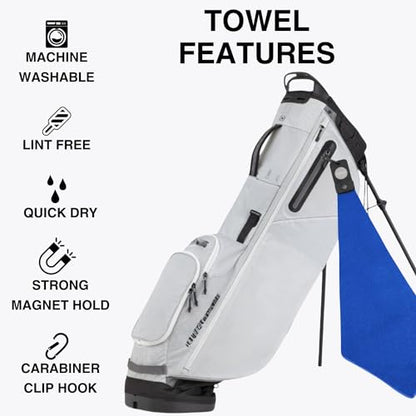 Magnetic Golf Towels for Golf Bags with Clip & Ultra Strong Magnet - Waffle Weave Microfiber Towel for Secure Hold on Bags & Carts - Ideal Club Cleaner & Accessories - Bright Blue - color: Bright Blue