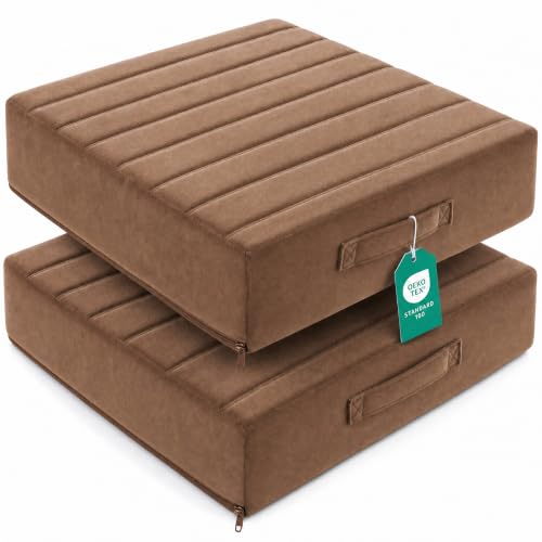 Codi Replacement Couch Cushions 2 Pack, 5" Thick High-Density Foam, 24inch | Square Seat Cushions for Sofas, Chairs and Meditation, Upholstery Foam Support, Machine-Washable Covers with Handles, Coffee - color: Coffee, size: 24 Inch (Pack of 2)