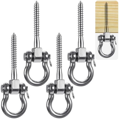 SELEWARE Heavy Duty Swing Hanger, 4 Pack Porch Swing Hardware - color: U (5 Inch, 4 Pack)