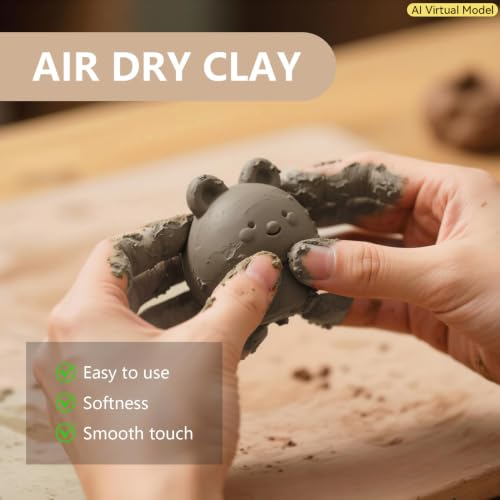 VIBRATITE 10LB Air Dry Clay, Gray Modeling Clay for Pottery & Sculpting | Easy to Shape for Hand Building, Wheel Throwing, DIY Crafts, Classroom Art Projects, Ideal for Beginners & Artists - color: Gray