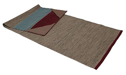 KD Willmax Yoga Mat Towel Non Slip Cotton Rug Blanket Cover with Pockets - color: GREY-MAROON