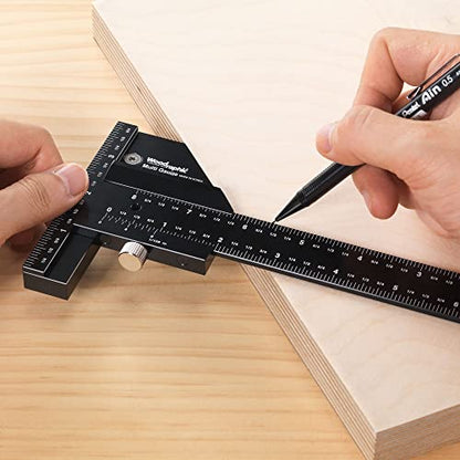Scriber Gauge 300mm – CNC Metric Measuring Ruler, Marking Gauge, Layout Square, Woodworking Thickness Tool for Joinery, Cabinetry, DIY and Furniture Making (New Version) - size: 300mm