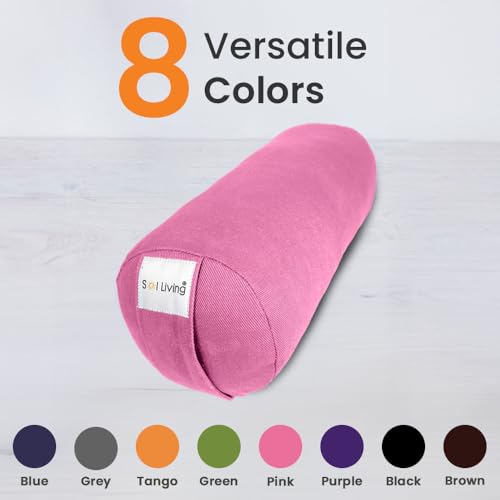 Pranayama Yoga Bolster Meditation Pillow - color: Pink, size: Cylindrical 14" x 6"