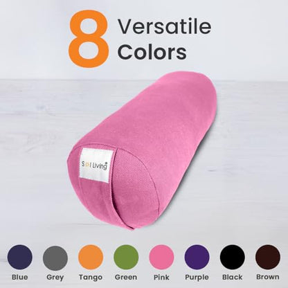Pranayama Yoga Bolster Meditation Pillow - color: Pink, size: Cylindrical 14" x 6"