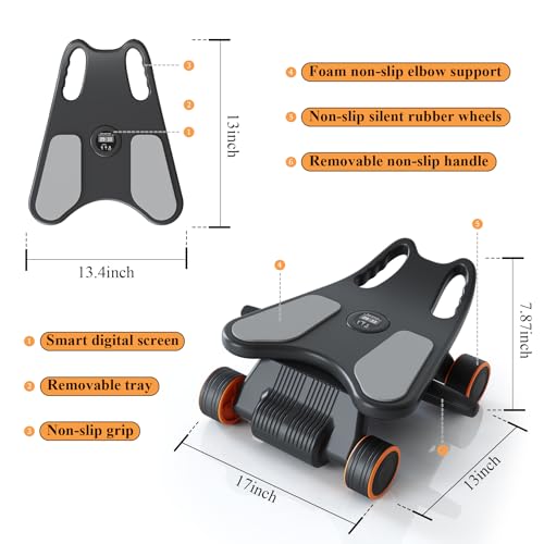 Ab Roller with Elbow Support,Exercise Roller Wheels with 4 Wheels | Abs Exercise Roller Abdominal Training with Knee Pad for Home Gym
