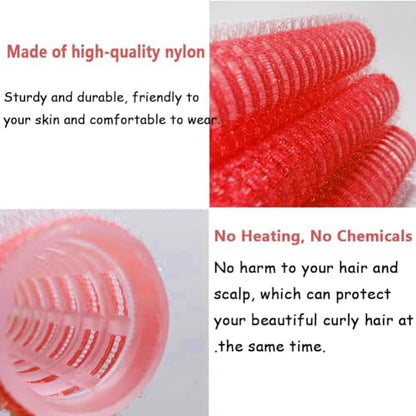 ZMD 18Pcs Self Grip Small Hair Curlers Rollers, Plastic Hair Curlers Heatless Salon Hairdressing Curlers DIY Curly Hair Accessories for Women Girls Short Thin Fine Hair (0.8 x 2.4 Inch) - color: Red