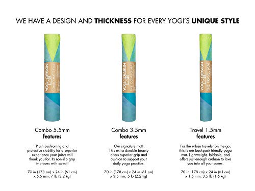 YOGA DESIGN LAB | The Combo Yoga Mat | 2-in-1 Mat+Towel | Eco Luxury | Ideal for Hot Yoga, Power, Bikram, Ashtanga, Sweat | Studio Quality | Includes Carrying Strap! - color: Breathe, size: 3.5mm