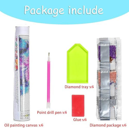 MjhRcll 6 Pack Diamond Painting Kits for Adults,5D DIY Fall Diamond Art Kits for Adults Beginner Round Full Drills,Pumpkins Diamond Dots Gem Art Crafts for Holiday Farm and Home Wall Decor 12X16 Inch