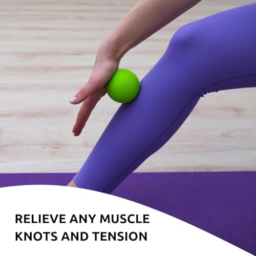 Massage Lacrosse Balls for Deep Tissue Relief - Trigger Point Therapy Ball Set for Plantar Fasciitis, Myofascial Release for Back, Shoulder, Foot - Massage Ball Roller - 2 Pack (Lime Green) - color: Lime Green