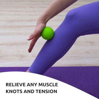 Massage Lacrosse Balls for Deep Tissue Relief - Trigger Point Therapy Ball Set for Plantar Fasciitis, Myofascial Release for Back, Shoulder, Foot - Massage Ball Roller - 2 Pack (Lime Green) - color: Lime Green