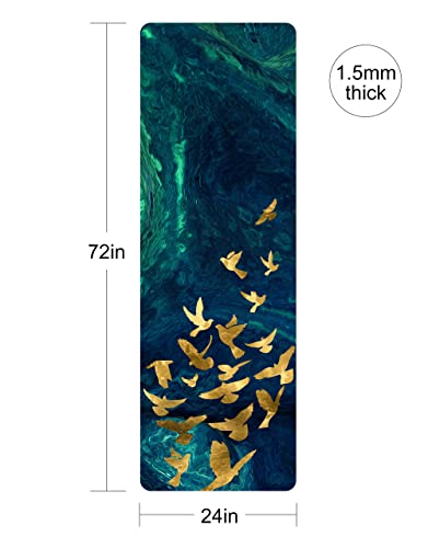 nuveti Printed Travel Yoga Mat 1/16 Inch Thick Non Slip Fitness Workout Mat | with Carrying Bag, Foldable Lightweight Suede & Natural Rubber Yoga Mat for Yoga Pilates and Fitness 72" L x 24" W x 1.5mm - color: BaiNiaoZhengMing