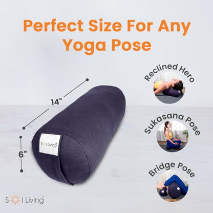 Pranayama Yoga Bolster Meditation Pillow - color: Navy Blue, size: Cylindrical 14" x 6"
