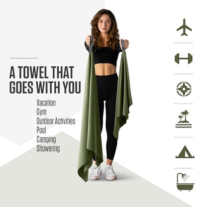 VENTURE 4TH Quick Dry Microfiber Towel for Camping & Gym - Army Green XL - color: Army Green, size: 72.00" x 31.50"