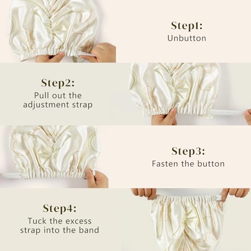 ZIMASILK 22 Momme 100% Pure Silk Bonnet for Sleeping, Ivory-Fruit Line Art - color: Ivory - Fruit Line Art