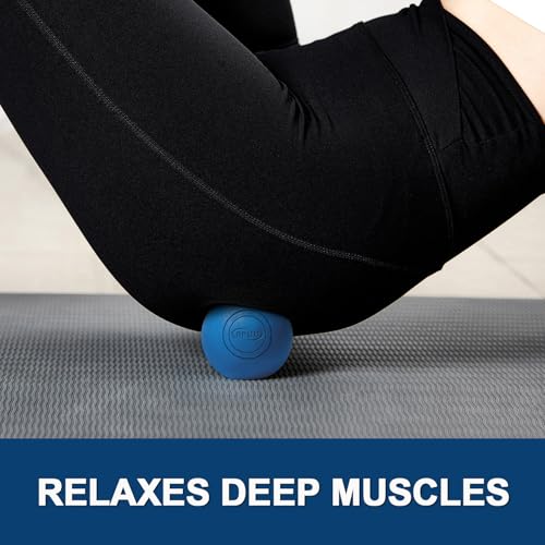 Massage Lacrosse Ball, 2.5 Inch Firm Solid Rubber Deep Tissue Ball for Myofascial Release, Plantar Fasciitis & Muscle Knot Relief, for Foot, Glutes, Shoulder Blades, Calves, 1 Count Blue - color: Solid Blue