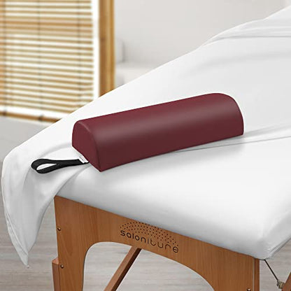 Saloniture Half Round Neck Massage Table Bolster Pillow Pad - 13 x 6 x 3 Inch - Burgundy - color: Burgundy