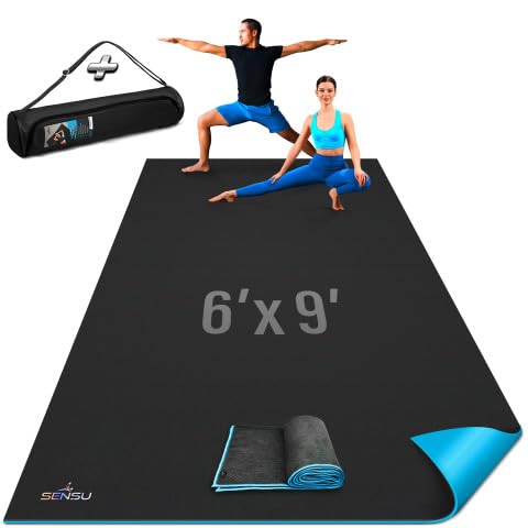 Sensu Large Yoga Mat for Men and Women – Extra Thick Non-Slip Yoga Mat with High Grip Surface for Hot Yoga, Pilates, Stretching, Meditation, and Floor Workouts – Durable Exercise Mat for Home or Studio (Multiple Sizes) - size: 9' x 6' x 9mm