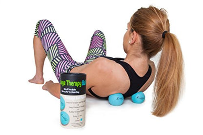 Therapy Massage Ball - Instant Muscle Pain Relief. Proven Effective for Myofascial Release, Deep Tissue Pressure, Yoga & Trigger Point Treatments. Set - 2 Extra Firm Balls W/Mesh Bag. - color: 2 Balls - Size 2.75in - Turquoise